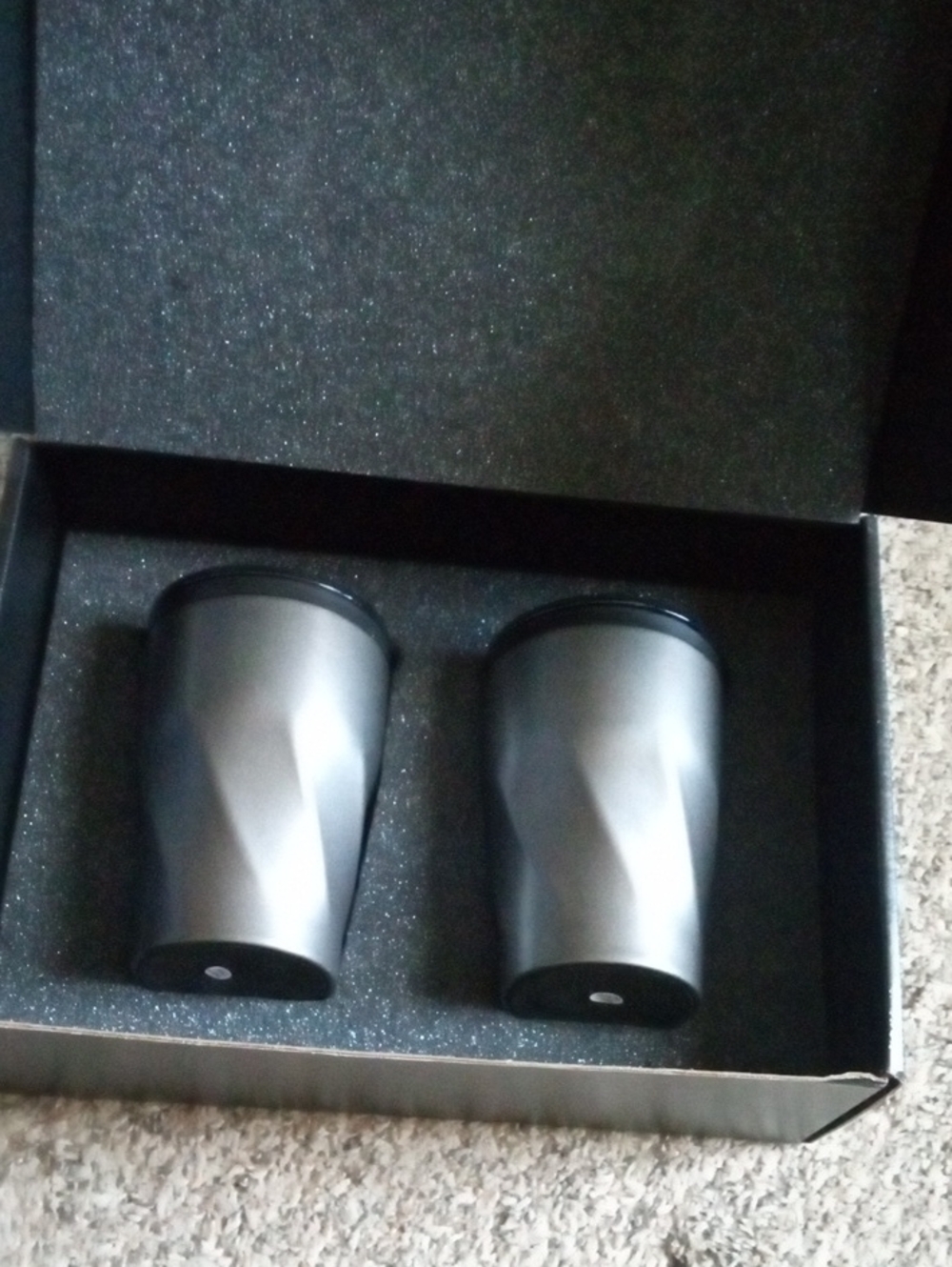 Set of 2 Stainless Steel Matte Gray Travel Tumblers